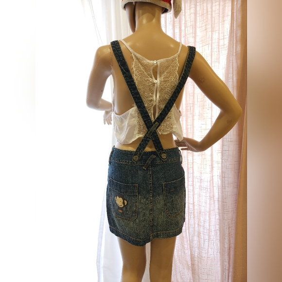 1990s Real Vintage piece Suspender Mini Skirt By Banana Chippy A Jolly Monkey - Picture 5 of 16